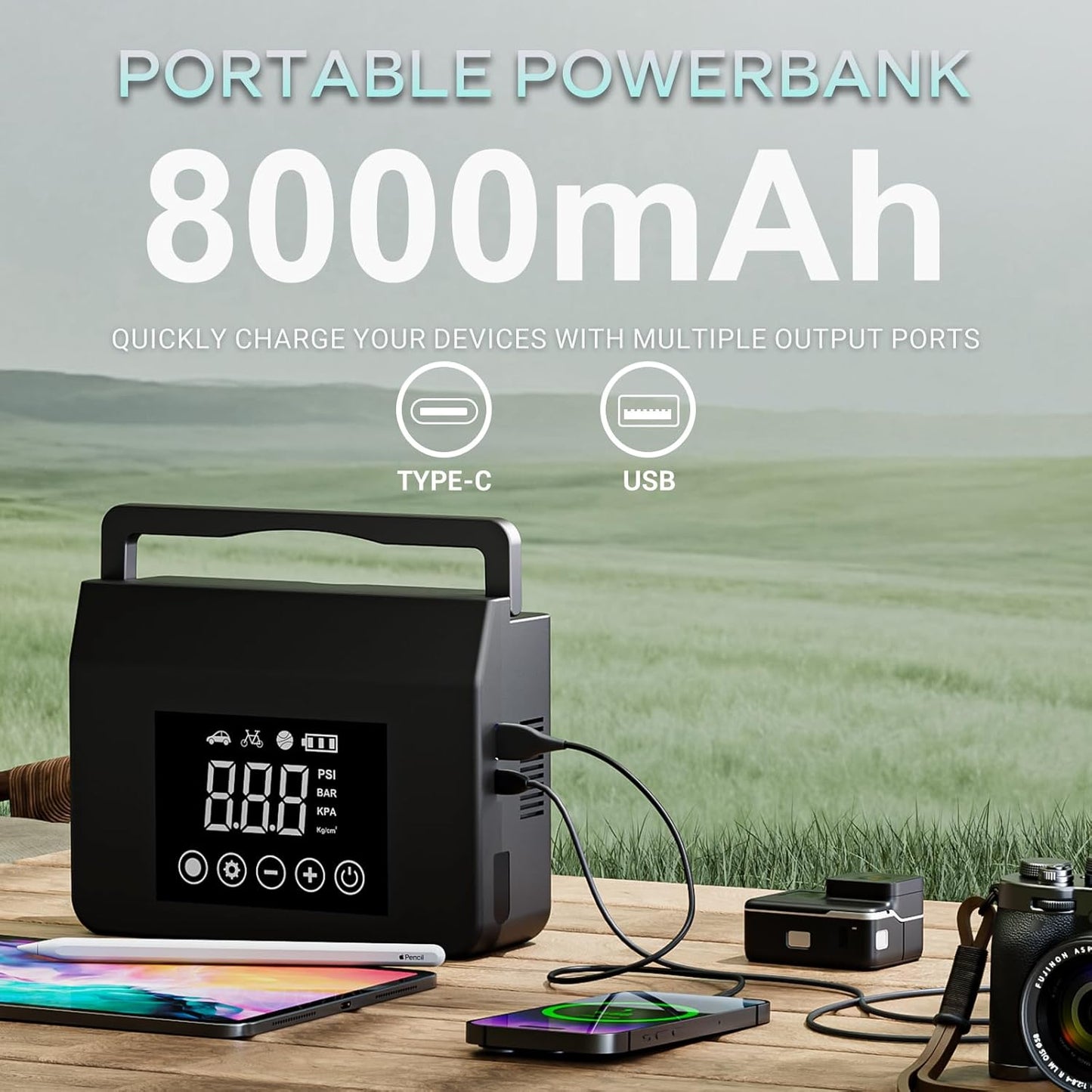 Vaultora™ Portable Jump Starter with Air Compressor