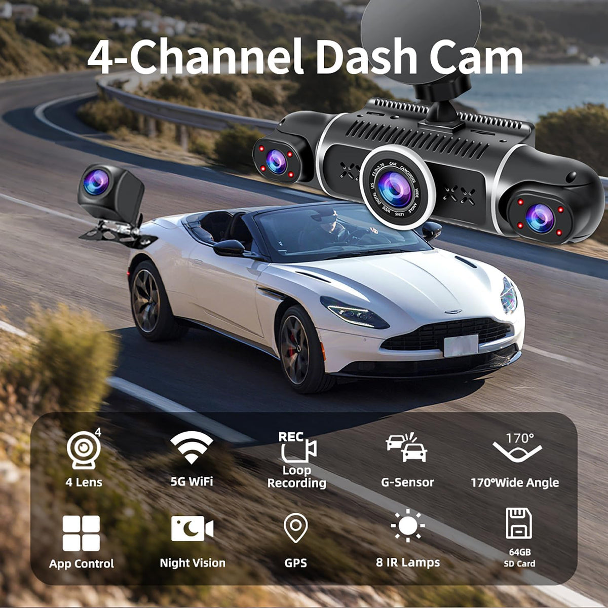 RoadEye™ R-EYE 360° 4 Channel Dashcam