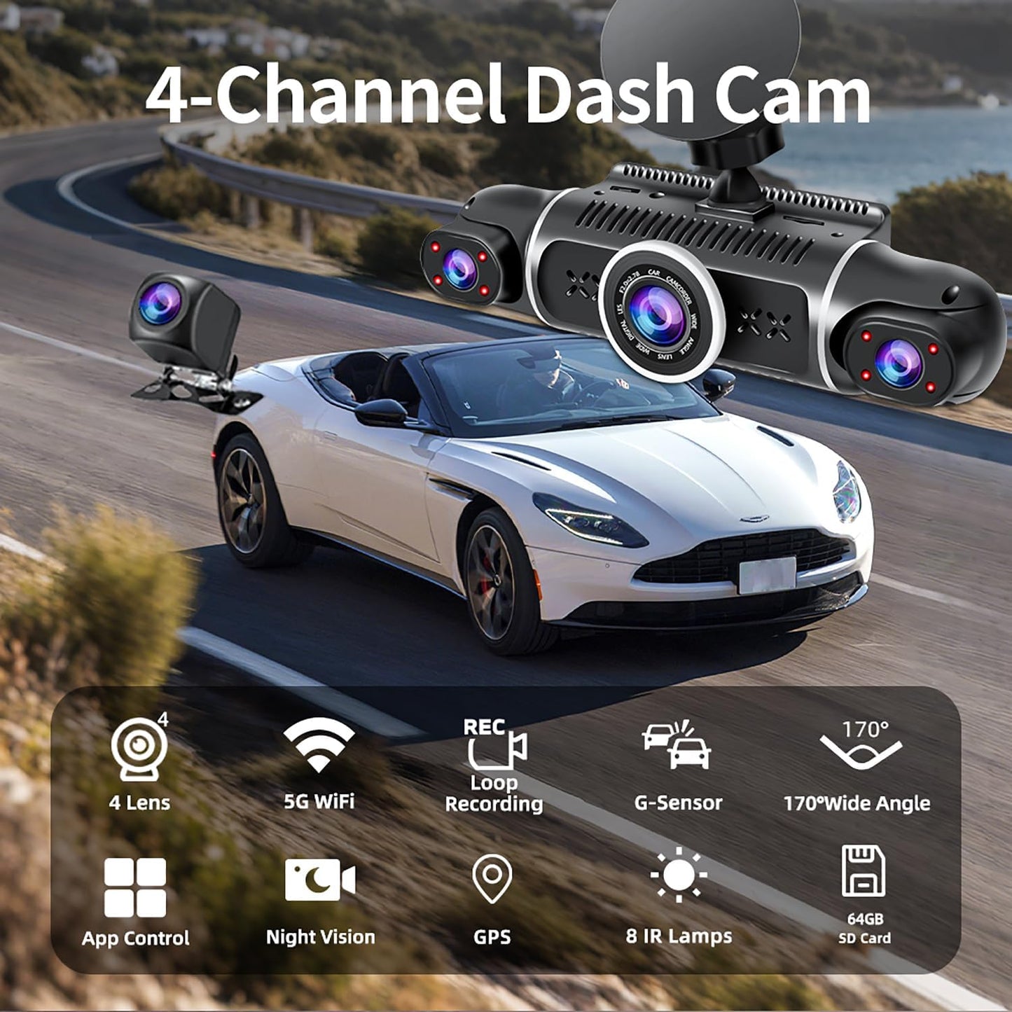 RoadEye™ R-EYE 360° 4 Channel Dashcam
